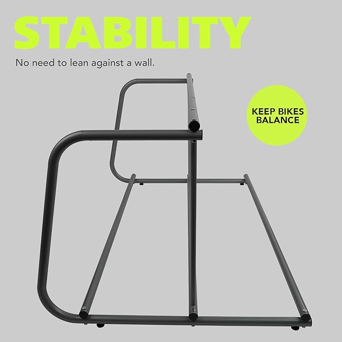 Pearington 10-Bike Floor Rack, Heavy-Duty Dual-Sided Steel Bicycle Storage Stand, Holds 10 Bikes, 59" Wide, Freestanding Organizer for Garages, Events, Streets, and Yards