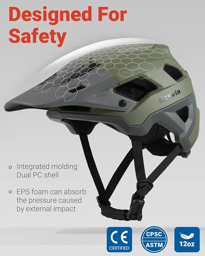 Mountain Bike Helmet for Adult, NTA 8776 E-Bike & Road Bicycle Helmet Certified Adjustable MTB Cycling for Men Women Youth Visor &Magnetic Buckle