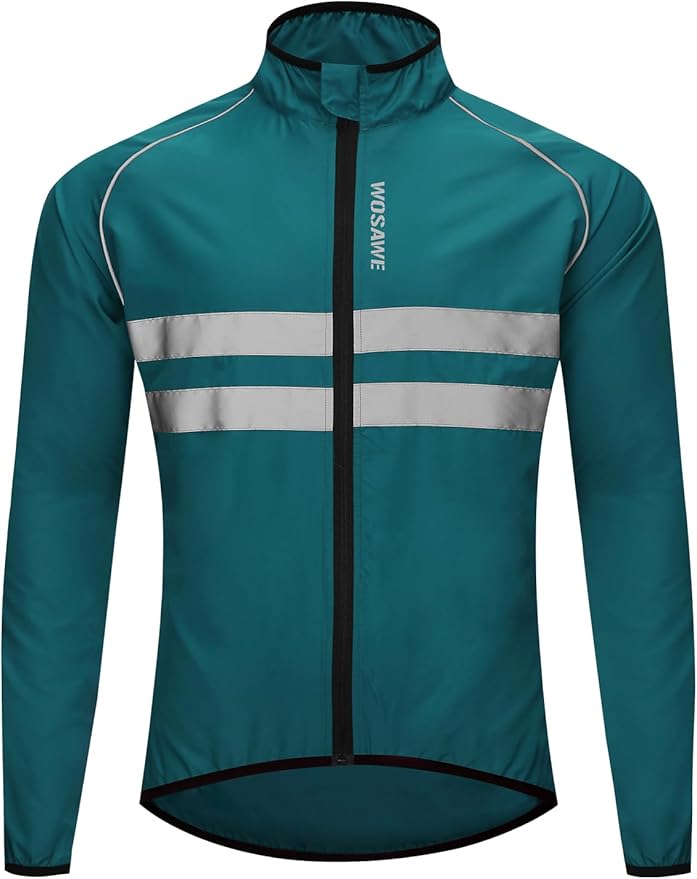 WOSAWE Men's High Visibility Cycling Wind Jacket Water Resistance Reflective Windbreaker