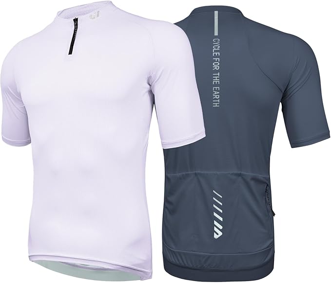 Wulibike Cycling Jersey Men Short Sleeve, Road Bike Shirts 1/4 Zipper with Pockets, Bicycle Clothing Breathable Quick Dry