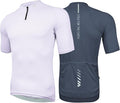 Wulibike Cycling Jersey Men Short Sleeve, Road Bike Shirts 1/4 Zipper with Pockets, Bicycle Clothing Breathable Quick Dry