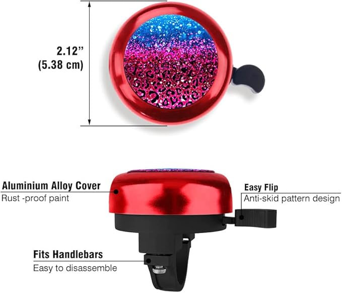 WIRESTER Red Aluminum Round Bike Bell, Classic Ring Bicycle Bell, Bike Accessories Bell Ring for Adults Kids Girls Boys