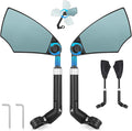 Anti-Glare Handlebar Bike Mirror, Retractable Mirror Rod & 360° HD Adjustable Lens Scratch Resistant, Folding Rear View Mirror Suitable for 20-23mm Handlebar - 1 PAIR