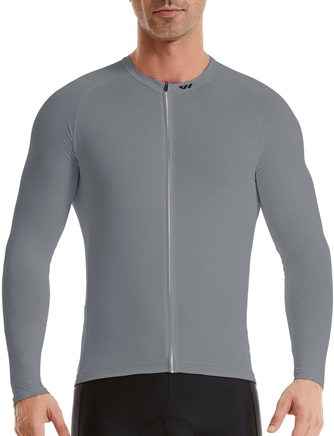Men's Cycling Jerseys Long Sleeve Bike Biking Shirts Full Zip with Pockets Road Bicycle Clothing
