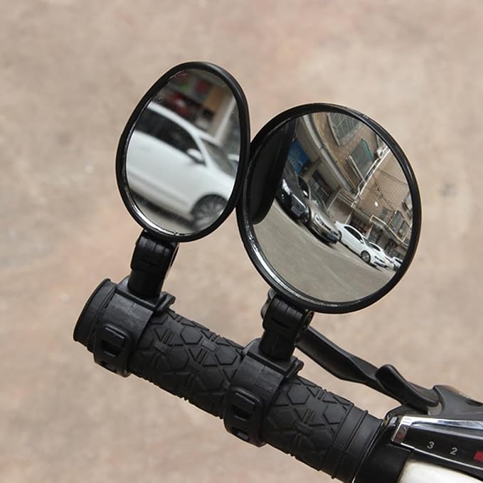 TEHAUX Universal 360° Rotatable Rearview Bike Mirrors Handlebar Mount 2pcs Set Large round Adjustable Motorcycle Cycling Safety Mirrors for Outdoor Recreation