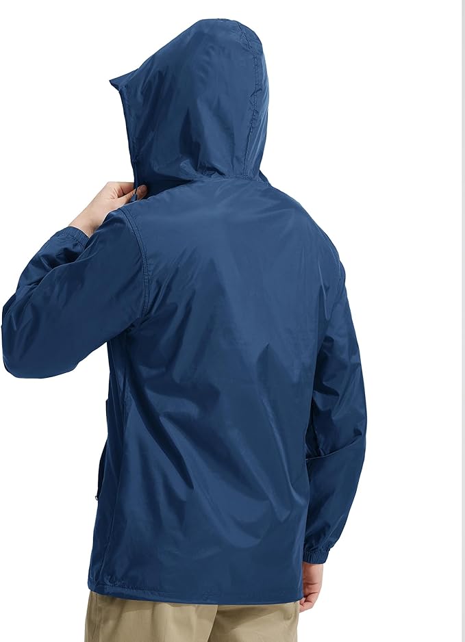 SWISSWELL Mens Rain Jacket & Coats Packable Lightweight Waterproof Windbreaker Hooded for Golf Cycling Hiking