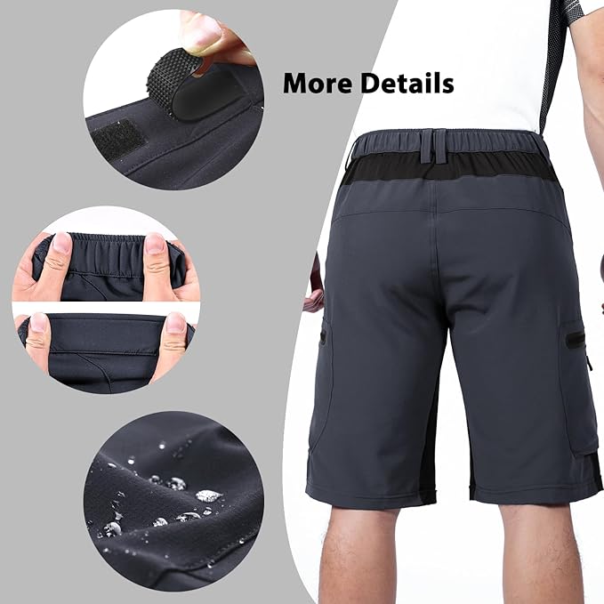 Ally Mens Mountain Bike Shorts 4D Padded Baggy Bicycle Cycling Biking Bike Shorts Lightweight Loose-fit
