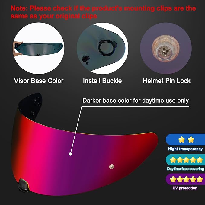 PSLER i10 Visor HJ-31 Visor i10 Tinted Visor Helmet i70 Face Shield Replacementfor i10 HJ-31 i70,Deep Purplish Red