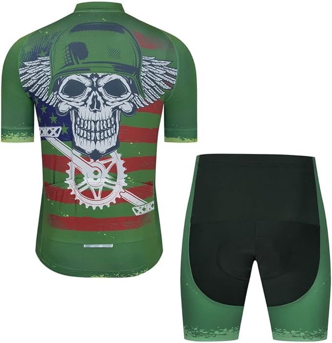 Men Cycling Jersey Set Cycle Short Sleeve Shirt and 3D Cushion Shorts Padded Suit Biking Top