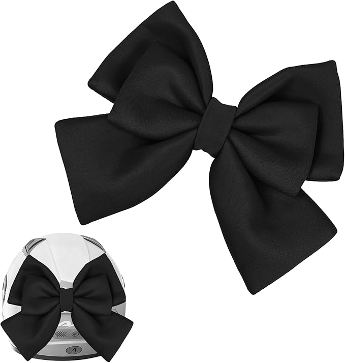 Bow Helmet Accessory, 8.07"x11.22" Stylish Motorcycle Helmet Bow Decoration for Women, Removable Cute Fashion Ribbon Bows Ornament for Motorcycle Scooter E-Bike Helmets (Black)