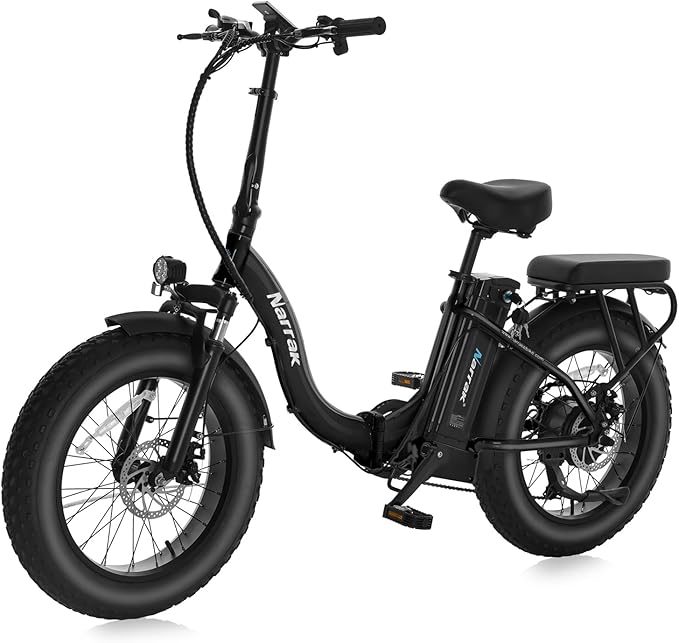 Fat Tire Folding Electric Bike, 48V & 624Wh Lithium Removable Battery, Peak 1100W Brushless Motor, Max Speed 20Mph, M5 Large LCD Display, Suspension, Step-Over/Thru Frame