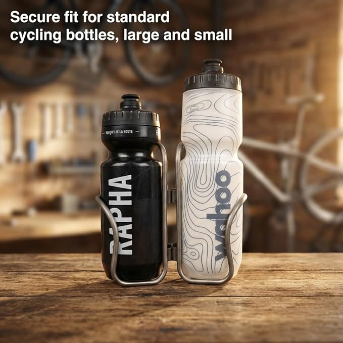 LITHE GOODS Titanium Water Bottle Cage for Bikes, Ti Screws Included (Lighter Weight)