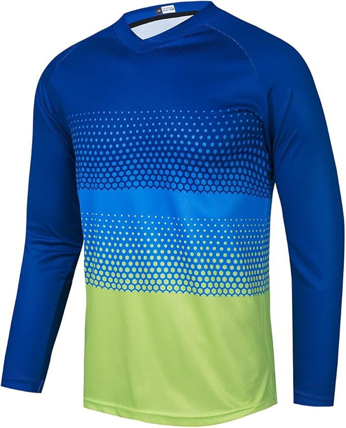 Men's Mountain Bike Jersey Long Sleeve MTB Off-Road Motocross Jersey Quick Dry Downhill&Motocross Shirts