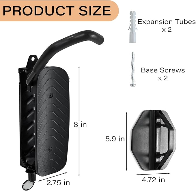 Swivel Bike Rack Wall Mount, Vertical Bike Hanger for Garage Organizer, Indoor Bike Storage Rack with Wheel Hook for Road, Mountain Bikes (1 Pack)