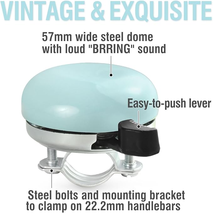 MARQUE Beach Cruiser Bike Bell – Classic Bicycle Bell Design for Adults and Kids with Traditional Ring Sound