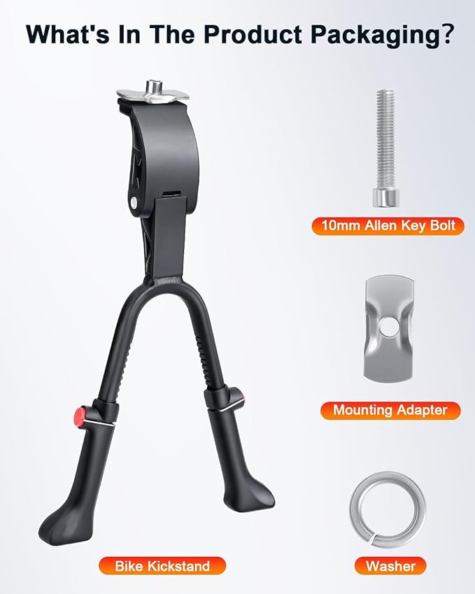 Bike Kickstand Adjustable Aluminium Alloy Stationary Bike Stand For Adult Electric Bicycles,Double Leg Non-Slip Center Mount Kickstand For Adult Bike Fit 24-29inch Heavy-Duty Cargo Bike