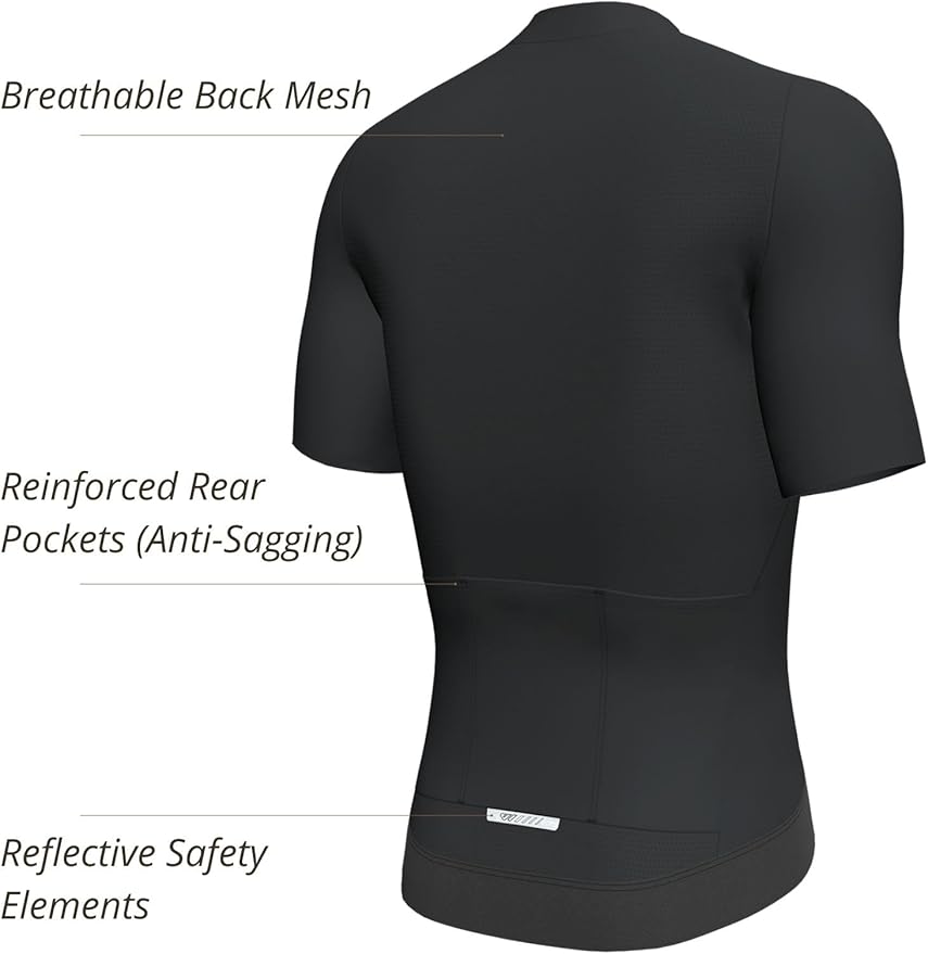 Wulibike Men's Cycling Jersey Short Sleeve - Slim Fit - Breathable Bike Shirt for Lean & Lightweight Cyclists (Runs Small)