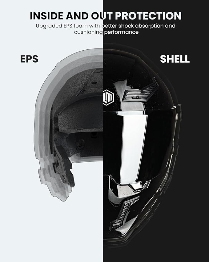 ILM Motorcycle Helmets for Adult Men Women Full Face DOT ECE Powersports Dual Visor Street Racing Helmet with Pinlock Cascos para Motos Model MF509 (Gloss Blacks, XL)