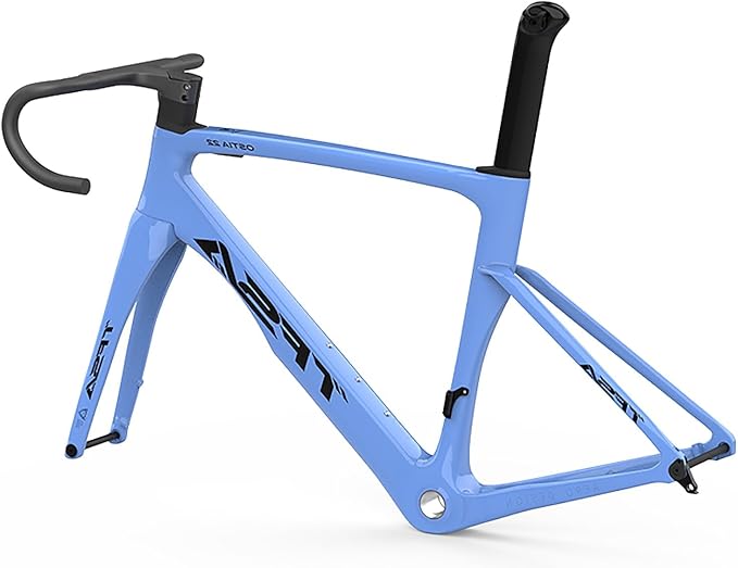 49/52/54/56cm Carbon Road Bike Frameset BSA BB68 Quick Release Frame Carbon Fiber Tapered Fork Disc Brake Frame Lightweight Thru Axle 12x100mm/12x142mm Internal Routing(Blue 1,52cm)