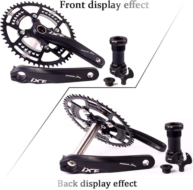 BUCKLOS IXF 104 BCD 30-52T Mountain Bike Crankset -Hollow Integrated MTB 170mm Crank Set- Aluminum Alloy Bike Crankset with Narrow Wide Tooth Chainring Bottom Bracket Bolts (Black/Red)