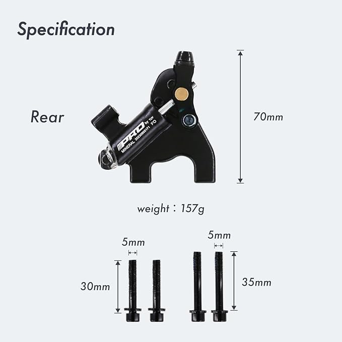 DJC Hydraulic Brake Caliper for Road Bike Gravel 2 Pistons Cable actuated Flat Mount with Brake disc IIIPRO