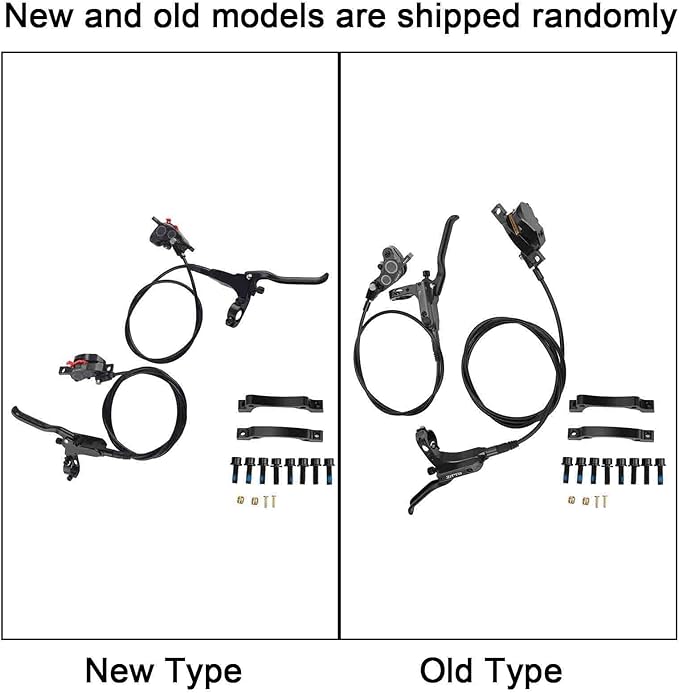 Mountain Bike Hydraulic Disc Brake Set, 4 Piston Front Rear Brake with Screw and Olive Head, Oil Needle, Mounting Column for Most Bikes
