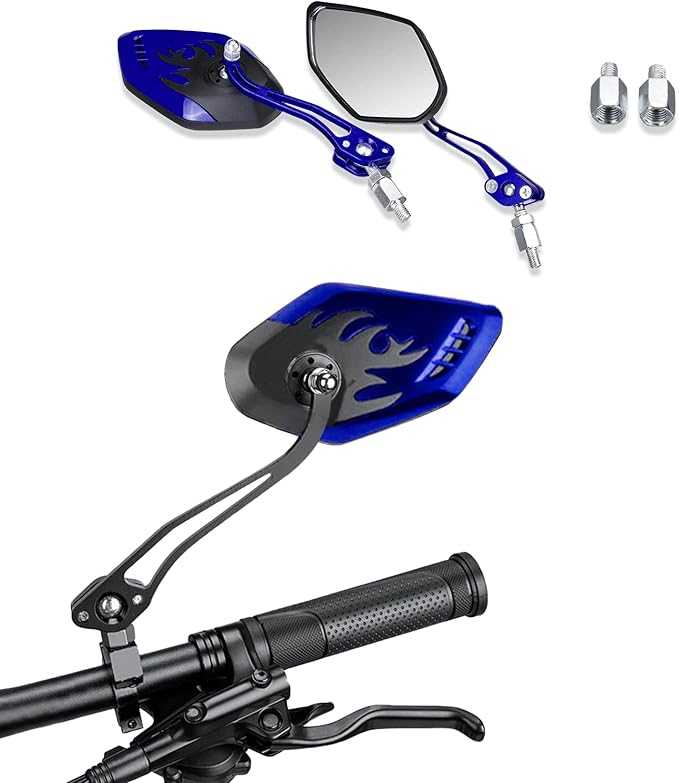 ASUBHA 2PCS Motorcycle Mirrors, Motorcycle Mirrors for Handlebar, Convex Handlebar Rear View Side Mirror with M8 M10 Bolt, Wide Angle Rear View Mirror Car Accessories for Scooter ATV UTV Dirt Bike