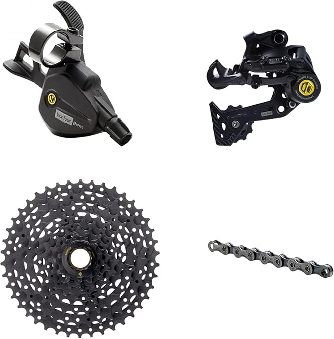 Box Four 8 Speed Multi Shift Non E-Bike and Single Shift E-Bike Cycling Groupset with Rear Derailleur, Shifters, Cassette, Chain, Shift Housing Kit Components Mountain Bike Drivetrain Upgrade