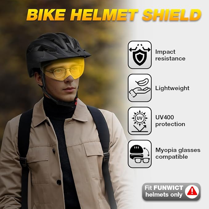 Magnetic Bike Helmet Goggles, Removable/Detachable Sun Visors Shield for Cycling Bicycle Helmet FW001