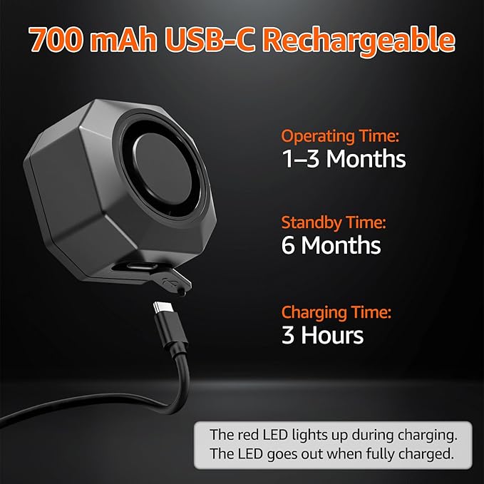Cruxer Bike Alarm with Saddle Bracket, USB Rechargeable Wireless Anti-Theft Vibration Alarm, IP54 Waterproof, 110db Volume and Sensitivity Adjustable Sensor Burglar System with Remote