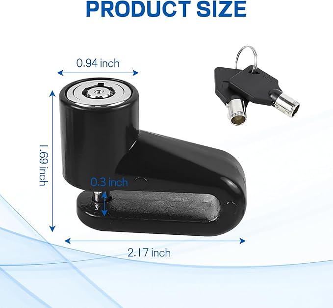 Motorcycle Disc Brake Lock, Anti-Theft Motorbike Security Wheel Disc Brake Lock with Two Keys, Safety Wheel Disk Locks for Scooter Mountain Road Bike Bicycle Powersports (Black)