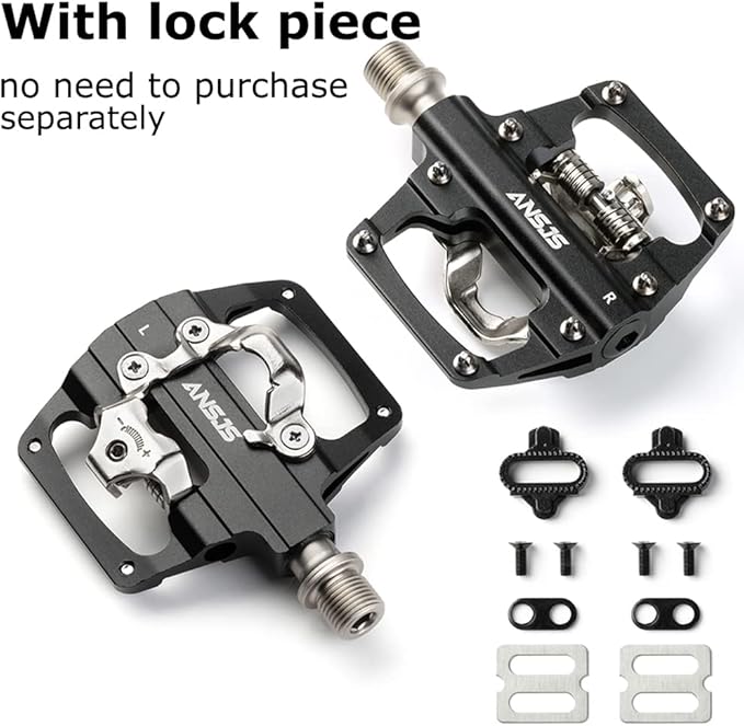 MTB Mountain Bike Pedals Dual Function/Sided Platform Compatible with SPD Clipless Pedal 3 Sealed Bearings Lightweight Aluminum 9/16″ Bicycle Pedals with Cleats for Road（M213）