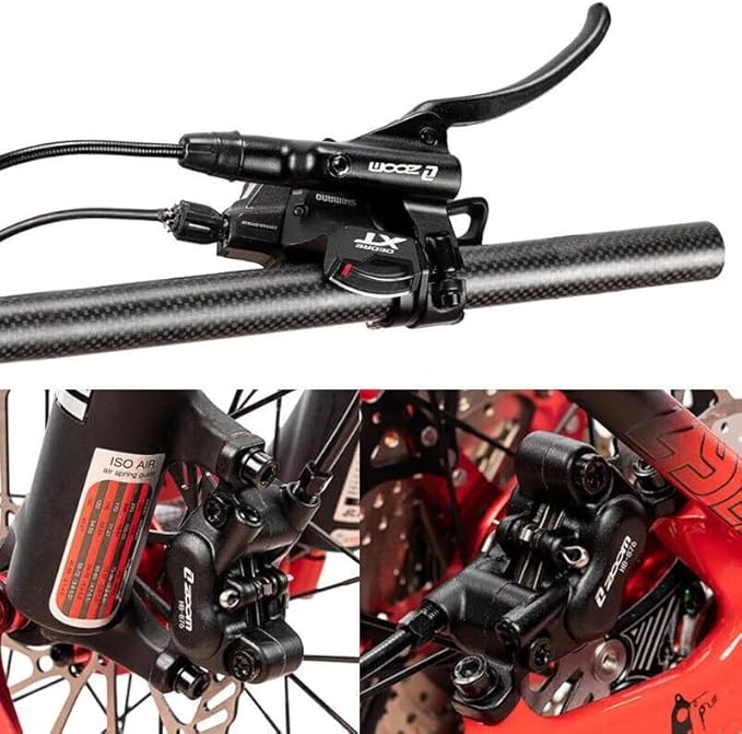 ZOOM Ebike Hydraulic Disc Brake Set: H876E 4-Pistons Power-Off Electric Bike Brake Kit with 2-PIN Sensor Included 160mm/180mm Rotors and Mounting Adapter