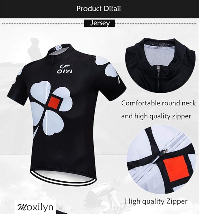 MOXILYN Men's Cycling Jersey Full Zip Riding Clothing Mountain Bike Tops Quick Dry - Bike Shirts