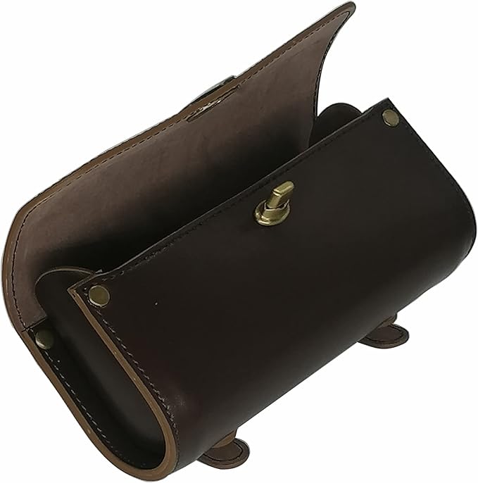 WUYAN Bike Handlebar Leather Bags Under Seat Retro Classical Mountain MTB Road Bike Leather Bag for Cell Phone， Saddle Tail Rear Pouch Seat Storage Cycling Case Carry Accessories
