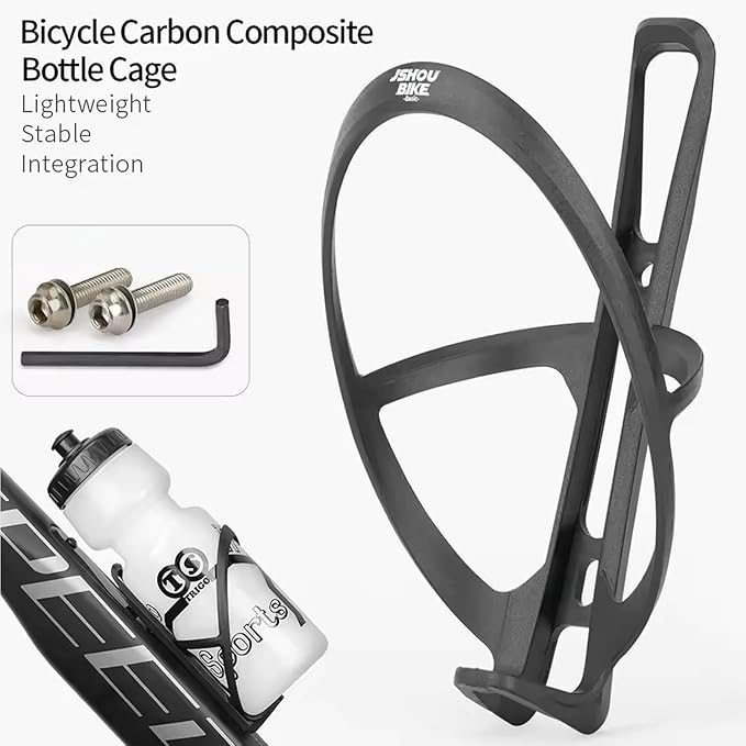 (2-Pack) Carbon Fiber+Nylon Bike Water Bottle Cage, Ultra-Light & Durable Cycling Cup Holder for Road & Mountain Bicycle