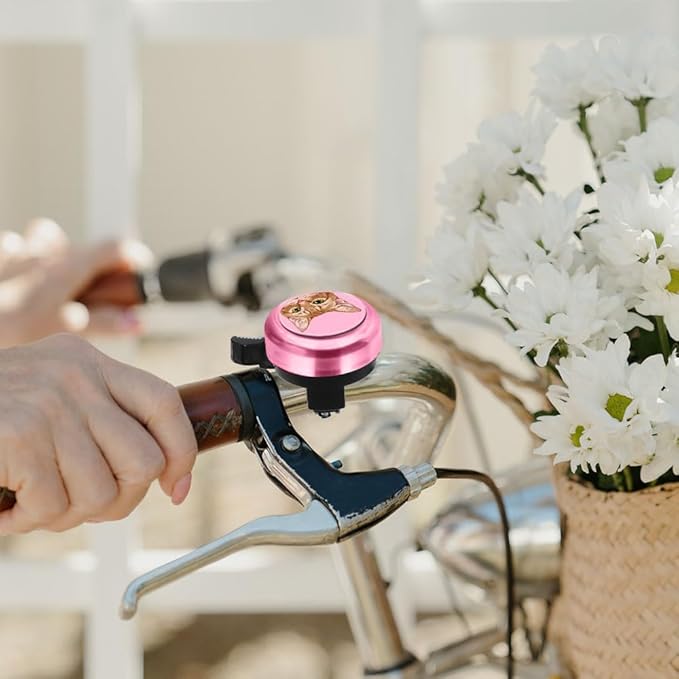 WIRESTER Pink Aluminum Round Bike Bell, Classic Ring Bicycle Bell, Bike Accessories Bell Ring for Adults Kids Girls Boys - Animals