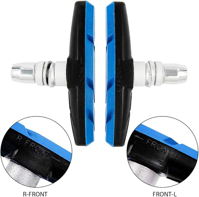 Road Passion Bike Brake Pads Set Replacement for Alritz Road Mountain Bicycle V-Brake Blocks Shoes with Hex Nut and Shims, 69mm, 2 Pairs of Blue