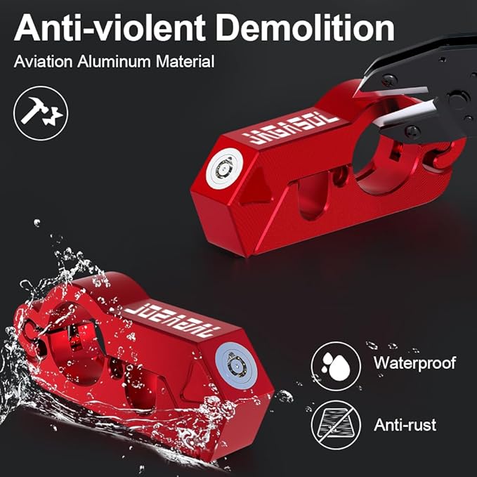 Motorcycle Lock Combo: Helmet & Brake Anti-Theft Handlebar Lock for Moped, Motorbike, Scooters, ATV, Dirt Bike, Street Bike