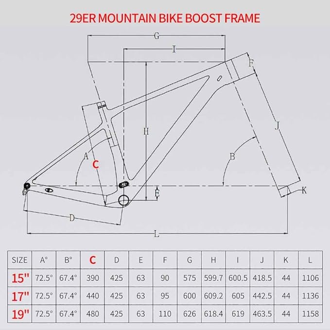 15/17/19in Carbon Fibre Cyclocross Frame 29er XC Hardtail Mountain Bike Boost Frame 12 * 148mm Thru-Axle, Press-in BB92mm Disc Brake, Internal Routing