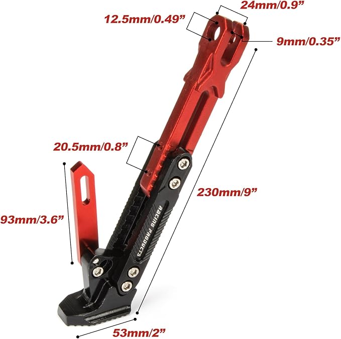 Universal Motorcycle Side Stand - PSLER Adjustable Aluminum Alloy Short Motorcycle Kickstand for Electric Scooter Motorbike Mini Pit Dirt Bike, Red