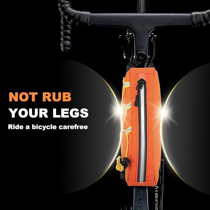 Bike Top Tube Bag Waterproof Bicycle Front Frame Bag Top Tube Bike Pouch for Road Mountain Bicycle Outdoor Cycling Travel Hiking（Orange）