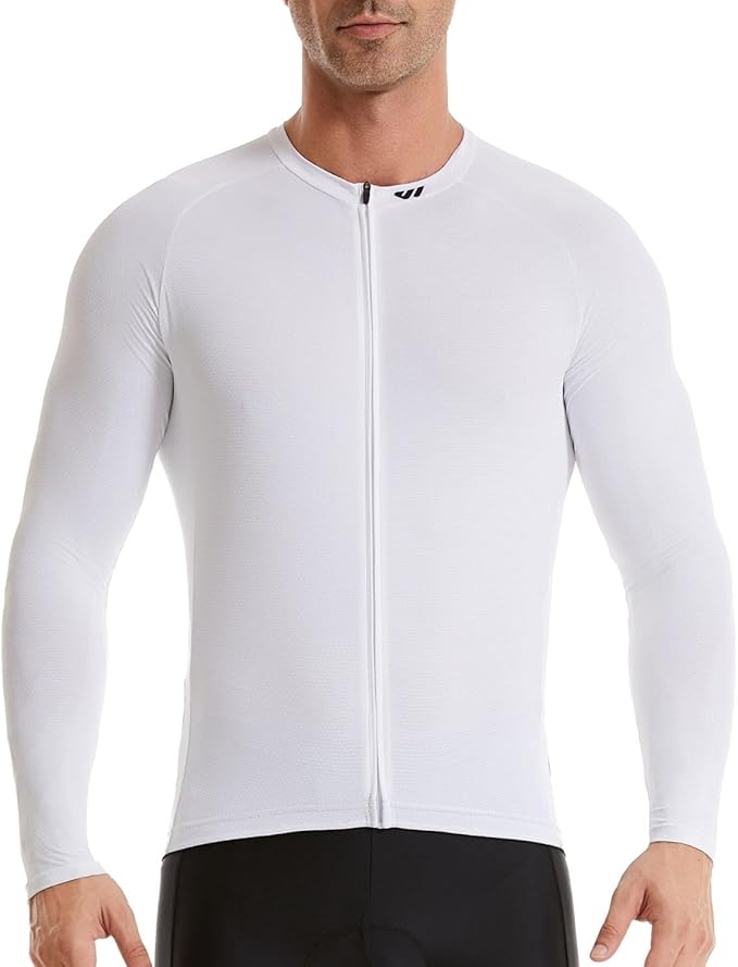 Men's Cycling Jerseys Long Sleeve Bike Biking Shirts Full Zip with Pockets Road Bicycle Clothing