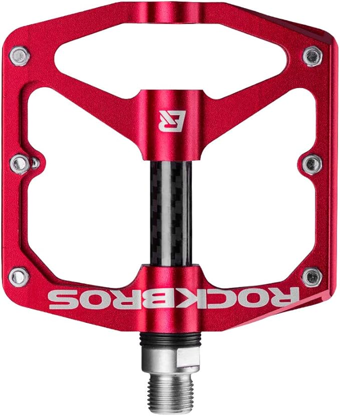 Rock BROS Mountain Bike Pedals Flat Bicycle Pedals 9/16 Lightweight Road Bike Pedals Carbon Fiber Sealed Bearing Flat Pedals for MTB