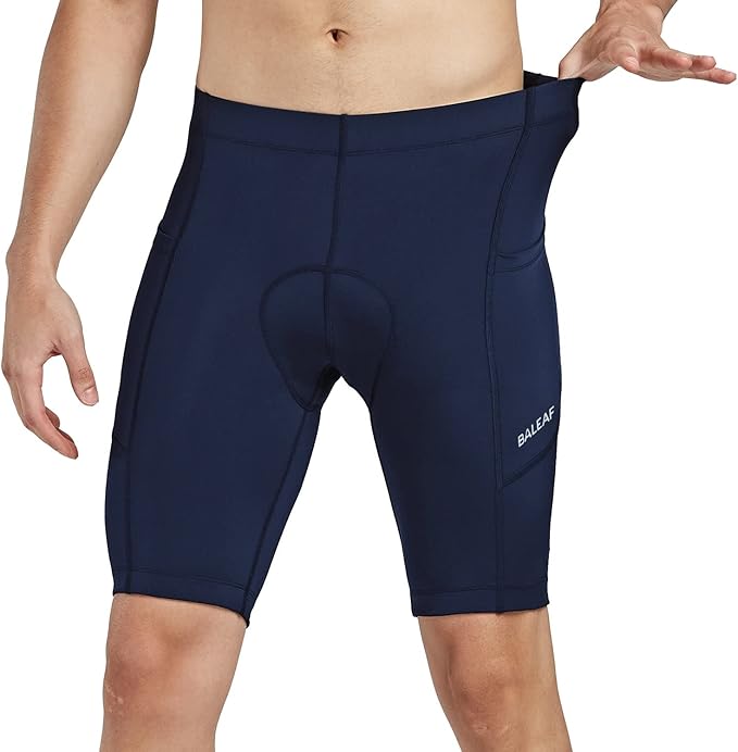 baleaf Men's Padded Bike Shorts Cycling Road Biking Riding Bicycle Cycle Wear Pockets UPF 50+ MTB Accessories Tights