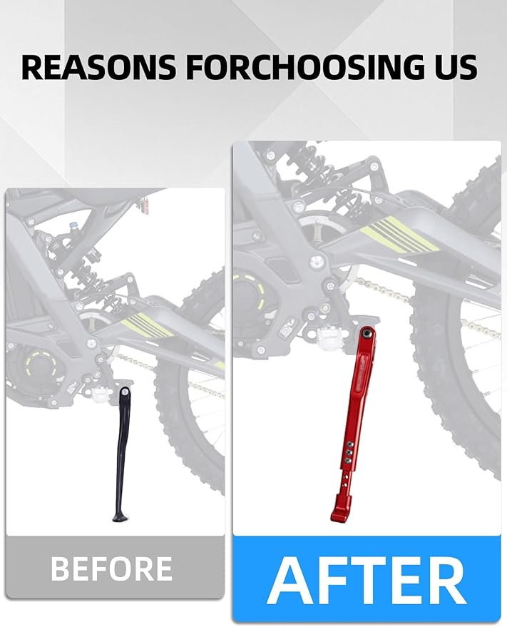JFG RACING Kickstand for Edirt Bike,CNC Foot Pegs Kick Stand for Electric Dirt Bike Surron Light Bee X and S/E Ride Pro S SS SR/Talaria Sting/X160/X260-Red