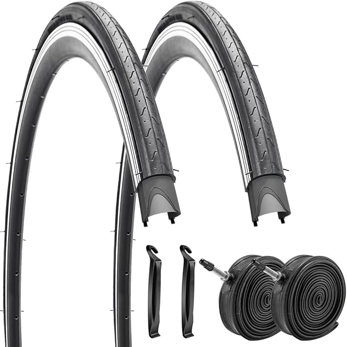 1 or 2 Pack 700X23C/25C/28C/35C Road Bike Tires with or Without 2 Inner Tubes Presta Valve and 2 levers for City Commuter Road Pavement Garden Trail Bike Tires