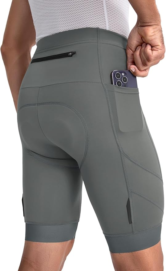 BERGRISAR Men's 4D Padded Bike Shorts Cycling Shorts with Zipper Pocket Biking Bicycle Shorts
