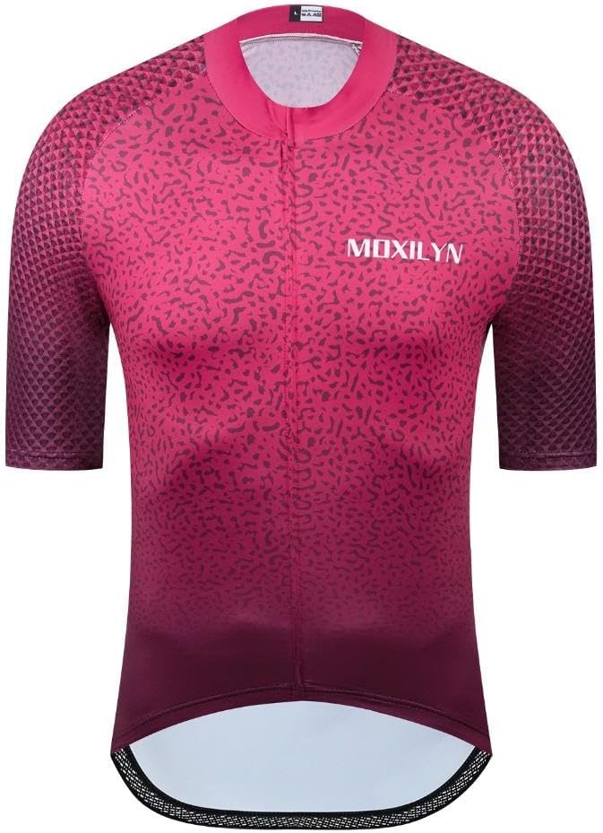 MOXILYN Men's Cycling Jersey Short Sleeve with 4 Pockets Moisture Wicking Breathable Quick Dry MTB Biking Shirt