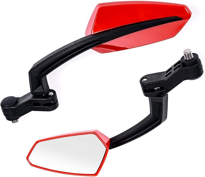 Bike Mirrors, 360° Rotatable Cycling Rearview Mirrors, Wide Angle Safe Shockproof Bicycle Mirror, Ebike Universal Fit Accessories 1 Pair (Red)